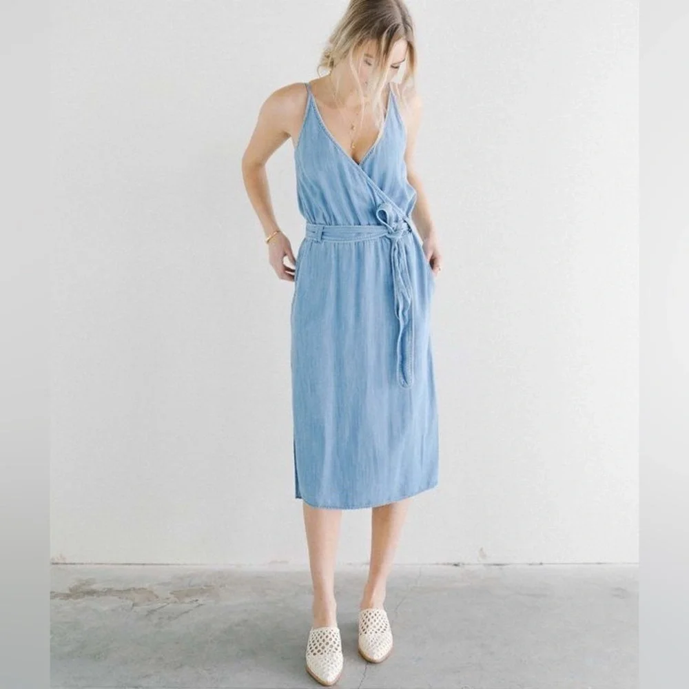 anthropologie blue midi dress Beau & Ro Elle Cotton Poplin Midi Dress